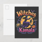 カマラ支持の魔女たち 子供のいない猫好きの女性 ハロウィン インビテーションポストカード (正面/裏面)