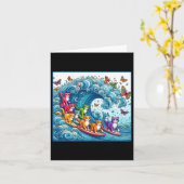 カマラ猫レディのための青い猫おもしろいの波 カード (黄色い花)