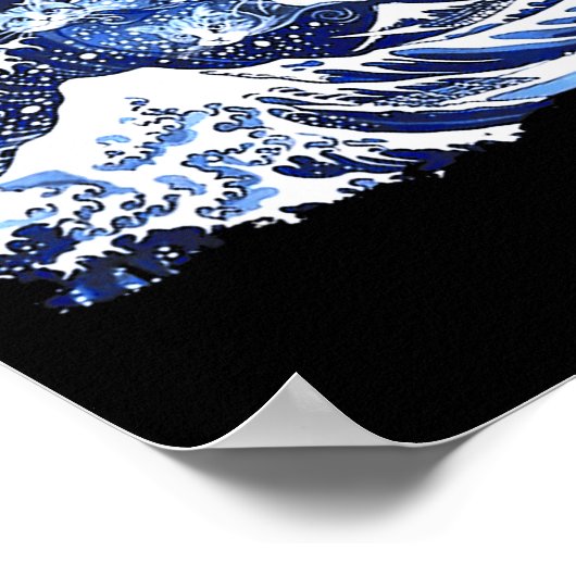 カマラ猫レディのための青い猫おもしろいの波 ポスター (角)