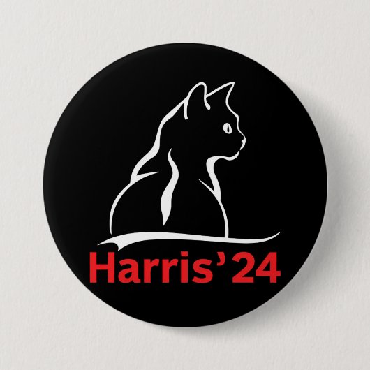 カマラ猫2024大統領猫婦人のための猫 缶バッジ (正面)