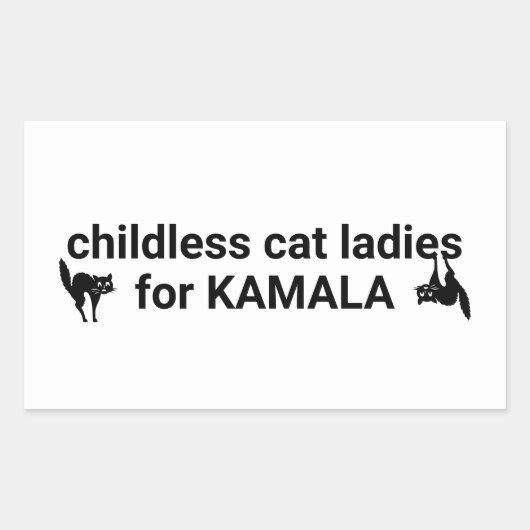 カマラ白黒の子どもいない猫レディおもしろいズ 長方形シール (正面)