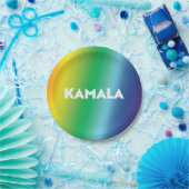 カマラ虹彩勾配パターンモダンタイポグラフィ ペーパープレート (パーティー)