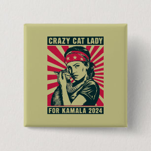 カマラ2024のためのクレイジーキャットレディ 缶バッジ