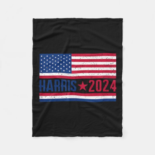 カマラ2024アメリカ国旗 フリースブランケット (正面)