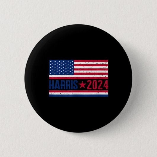 カマラ2024アメリカ国旗 缶バッジ (正面)