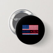 カマラ2024アメリカ国旗 缶バッジ (正面&裏面)