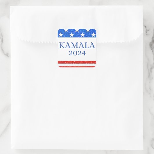 カマラ2024グリッターアメリカ国旗 スクエアシール (バッグ)