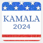 カマラ2024グリッターアメリカ国旗 スクエアシール (正面)