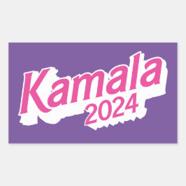 カマラ2024ピンクと紫カラフル 長方形シール