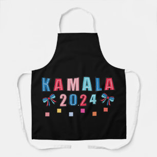 カマラ2024年。黒の色オールオーバープリントエプロン エプロン