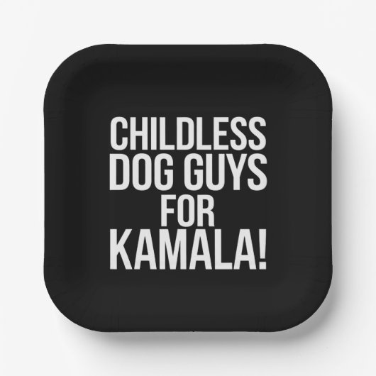 カマラ2024投票ハリスのための子供のない犬の男 ペーパープレート (正面)