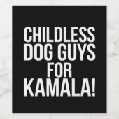カマラ2024投票ハリスのための子供のない犬の男 ワインラベル (シングルラベル)
