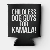カマラ2024投票ハリスのための子供のない犬の男 缶クーラー (正面)