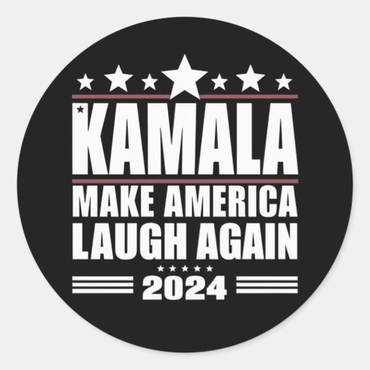 カマラ+アメリカを再び笑顔に+アメリカ国旗+2024 ラウンドシール (正面)