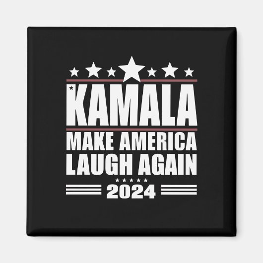 カマラ+アメリカを笑顔にさせる+アメリカ国旗+2024 マグネット (正面)
