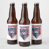 カマラ・ハリス大統領2024年おもしろ猫 ビールラベル (ボトル)