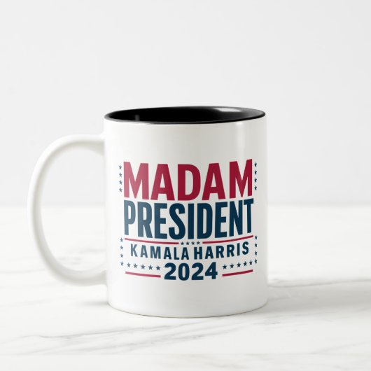 カマラ・ハリス大統領 2024 民主党に投票 ツートーンマグカップ (左)
