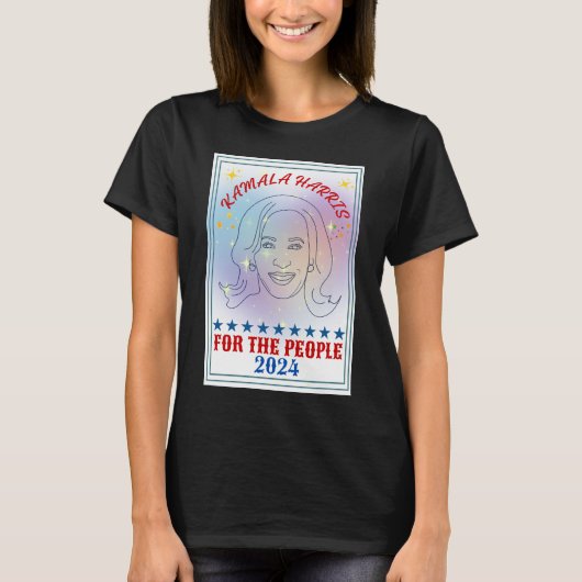 カマラ・ハリス フォー・ザ・ピープル 2024 キャンペーンポスター Tシャツ (正面)