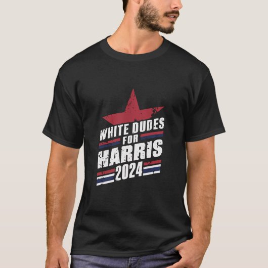カマラ・ハリス 2024 を支持する白人男性 Tシャツ (正面)