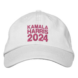 カマラ・ハリス 2024 モダンピンクタイポグラフィ 刺繍入りキャップ