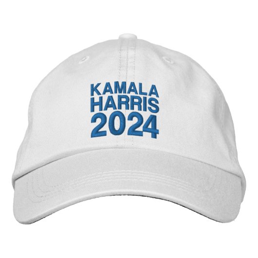カマラ・ハリス 2024 モダンブルータイポグラフィーカスタム 刺繍入りキャップ (正面)