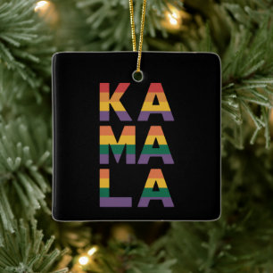 カマラ・ハリス 2024 虹色の旗 ゲイ プライド LGBT セラミックオーナメント