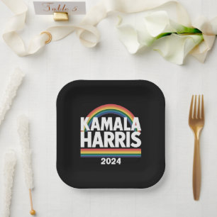 カマラ・ハリス 2024 虹色 ゲイ プライド LGBT 選挙 ペーパープレート