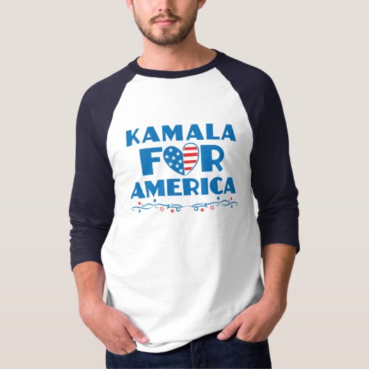 カマラ・フォー・アメリカ2024大統領愛国的ハート Tシャツ (正面)