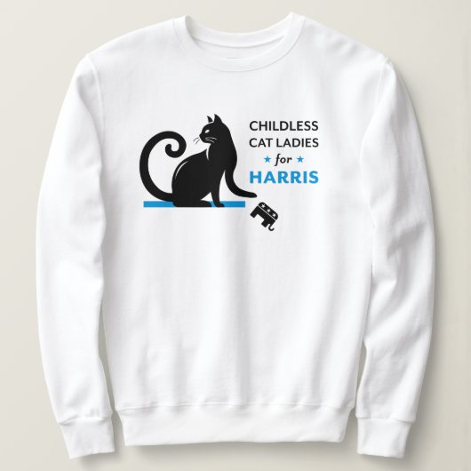 カマラTシャツ用の子どものいない猫レディース スウェットシャツ (デザイン正面)