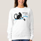 カマラTシャツ用の子どものいない猫レディース スウェットシャツ (正面)