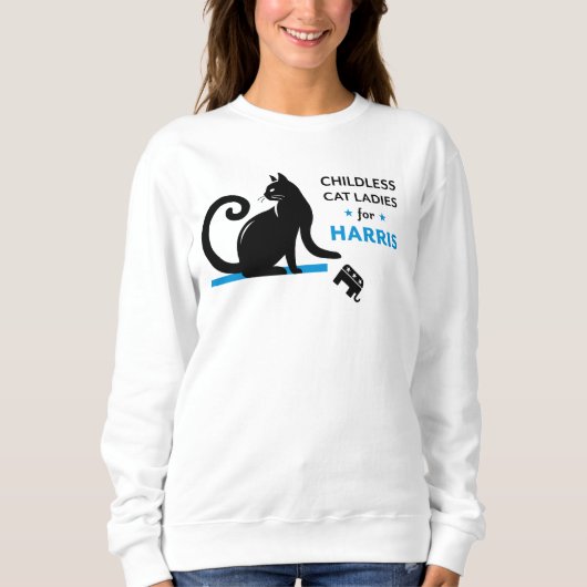 カマラTシャツ用の子どものいない猫レディース スウェットシャツ (正面)