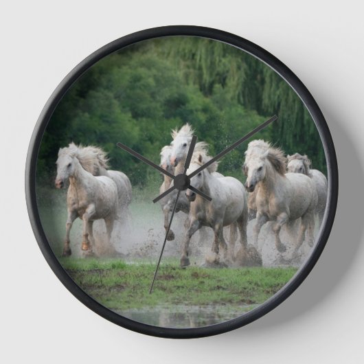 カマルグランニングウマの水 壁時計 (正面)