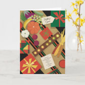 カマル図解入りの、写真付きのテーブルホリデークワンザグリーティング カード (黄色い花)