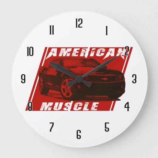 カマロが赤を見る ラージ壁時計 (正面)