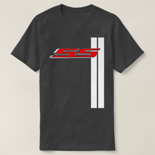 カマロSSクラシックレッドすごいスポーツレーシングストライプ Tシャツ (デザイン正面)