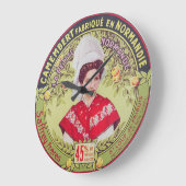 カマンベールチーズ、ヴィンテージフランスのラベル。 ラージ壁時計 (傾斜)