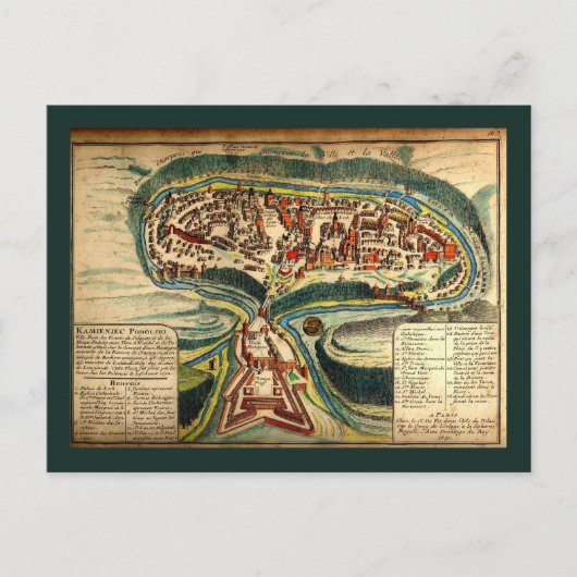 カミアネツポディルスカイリの地図1691 ポストカード (正面)