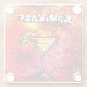 カミカゼのバーテンダーの飲み物のレシピ ガラスコースター (裏面)