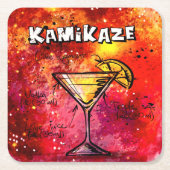 カミカゼのバーテンダーの飲み物のレシピ スクエアペーパーコースター (正面)