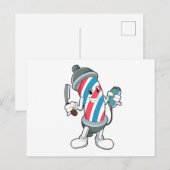 カミソリを使ったヘアスタイリスト ポストカード (正面/裏面)