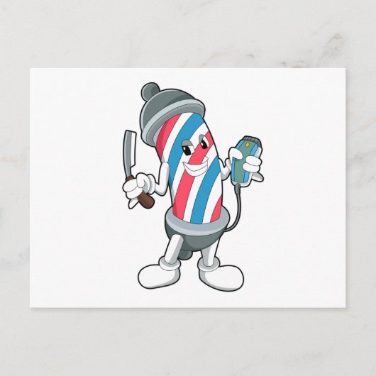 カミソリ付きヘアスタイリスト ポストカード (正面)