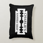 カミソリ刃のロゴ理容師ショップのデコのアクセント枕 アクセントクッション (裏面(縦))