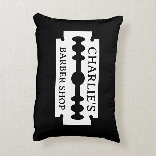 カミソリ刃のロゴ理容師ショップのデコのアクセント枕 アクセントクッション (裏面(縦))