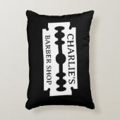 カミソリ刃のロゴ理容師ショップのデコのアクセント枕 アクセントクッション (正面(垂直))