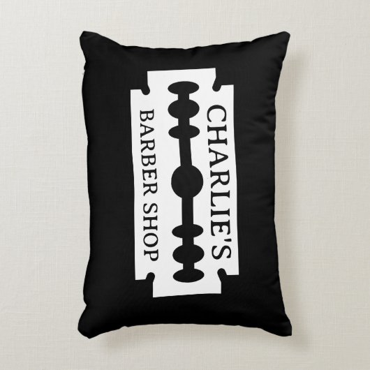 カミソリ刃のロゴ理容師ショップのデコのアクセント枕 アクセントクッション (正面(垂直))