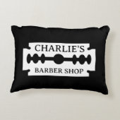 カミソリ刃のロゴ理容師ショップのデコのアクセント枕 アクセントクッション (裏面)
