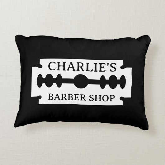 カミソリ刃のロゴ理容師ショップのデコのアクセント枕 アクセントクッション (裏面)
