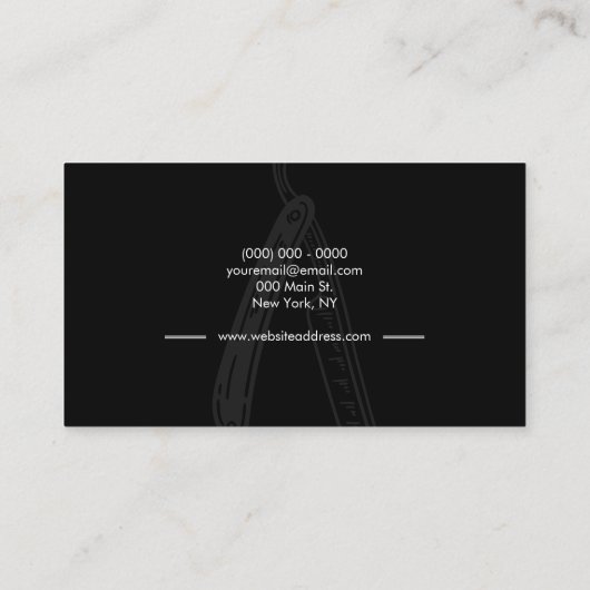 カミソリ理容師アポイントメント白黒 名刺 (裏面)