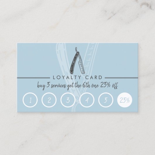 カミソリ理容師メンズコイファールヘアドレッサーブルーロイヤリティ 名刺 (正面)