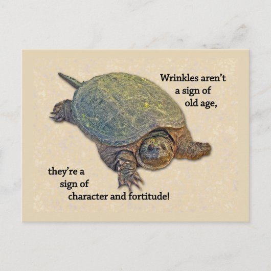 カミツキガメのしわだらけの老齢知恵 ポストカード (正面)